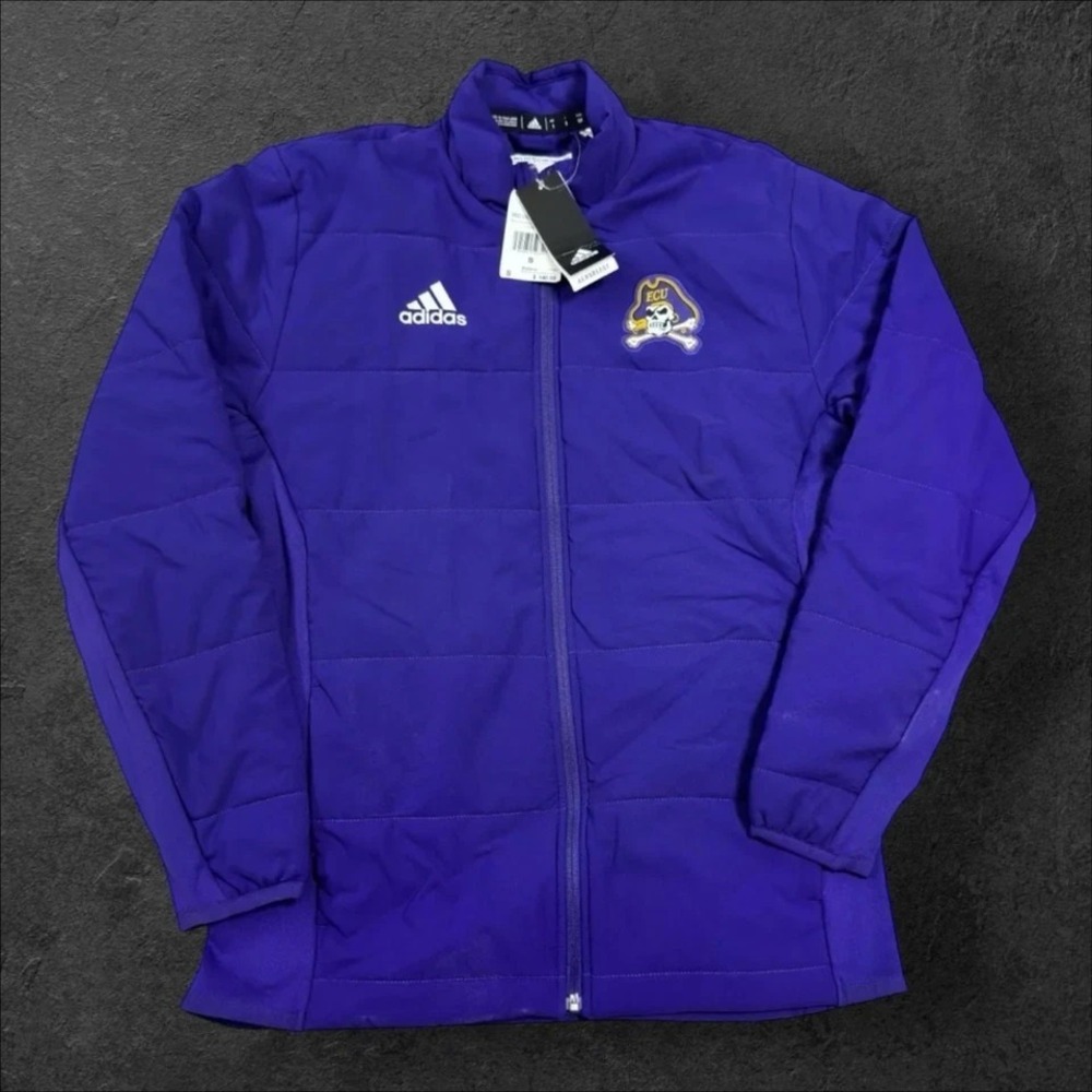 NWT Adidas East Carolina Pirates ECU Mens Sz S Full Zip Jacket Purple Team Issue